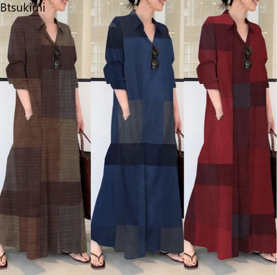 Casual Loose Linen Shirt Dress - Modna Nowa Sukienka Koszulowa Damska Wygodna