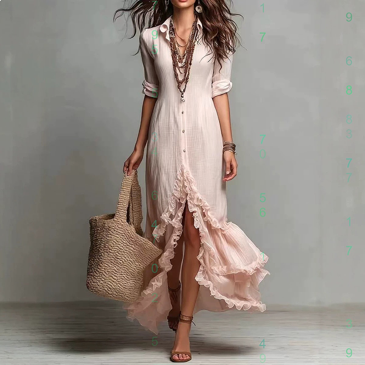 Casual Loose Linen Shirt Dress - Sukienka z bawełny i lnu z