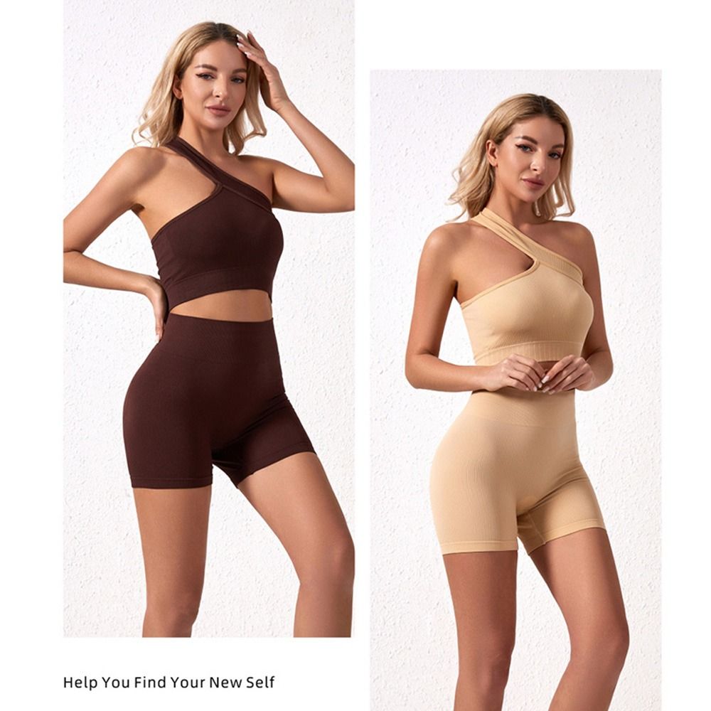 Seamless Ribbed Workout Tank Top - 2-częściowy zestaw sportowy dla kobiet wielokrotnego
