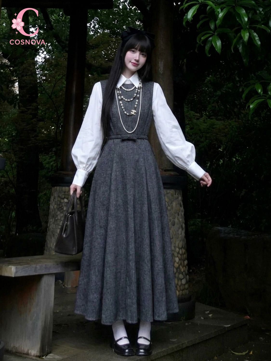 Korean Style A Line Shirt Dress - Koreański zestaw sukienek w stylu Hepburn,