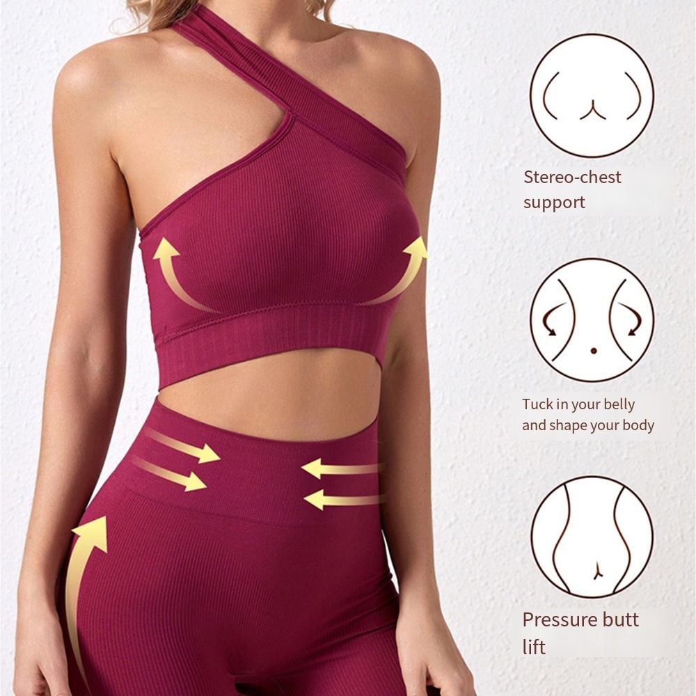 Seamless Ribbed Workout Tank Top - 2-częściowy wygodny, bezszwowy zestaw sportowy dla