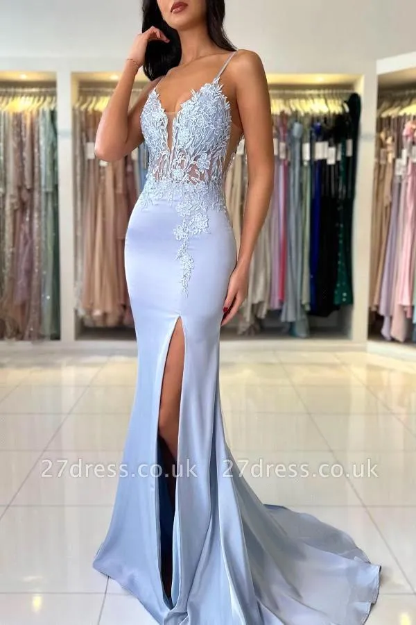 Elegant Satin Evening Gown Split - Eleganckie sukienki na studniówkę w kolorze