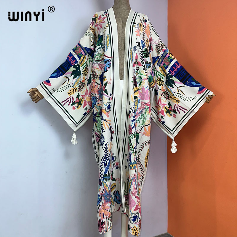 Boho Summer Beach Maxi Dress - Kimono WINYI nowa letni nadruk plażowa