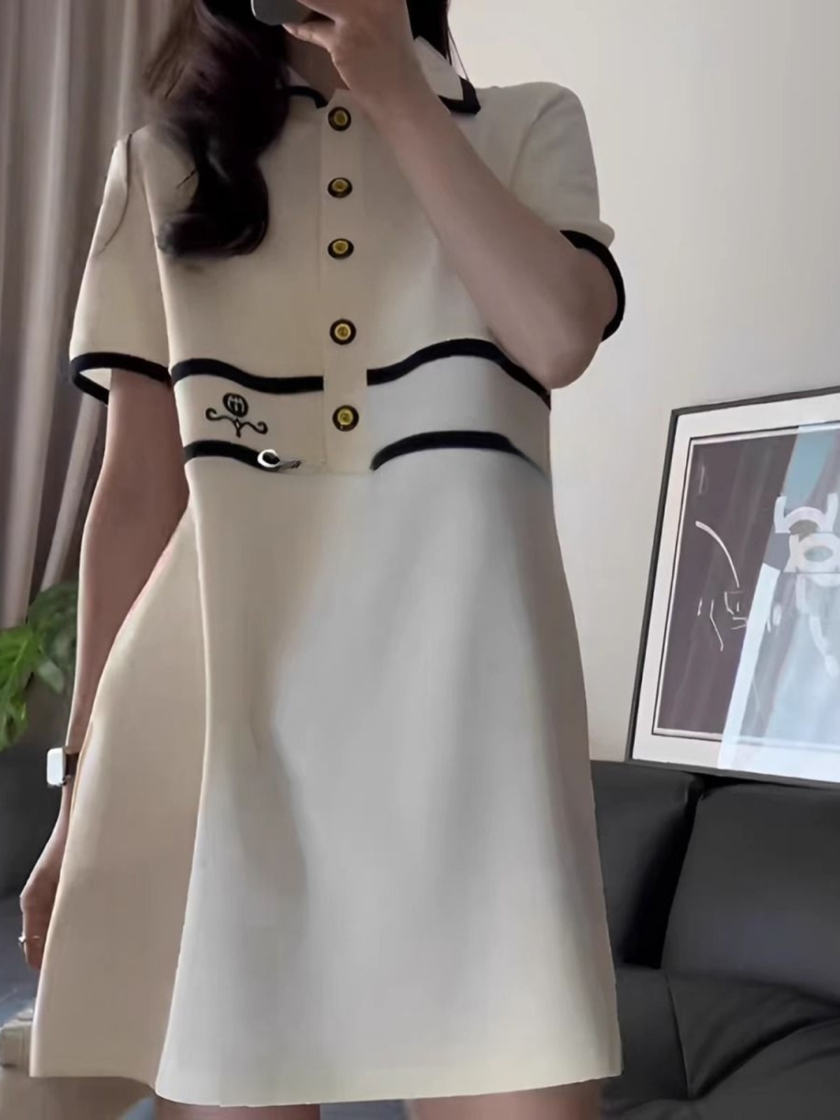Korean Style A Line Shirt Dress - Sukienka plus size z krótkim rękawem
