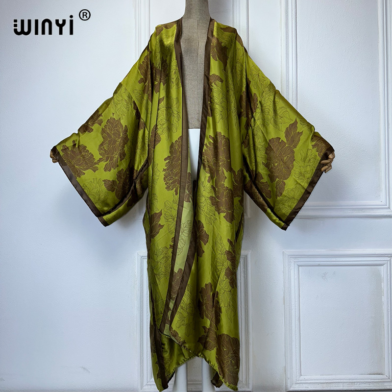 Boho Summer Beach Maxi Dress - WINYI afryka boho print Kimona długie