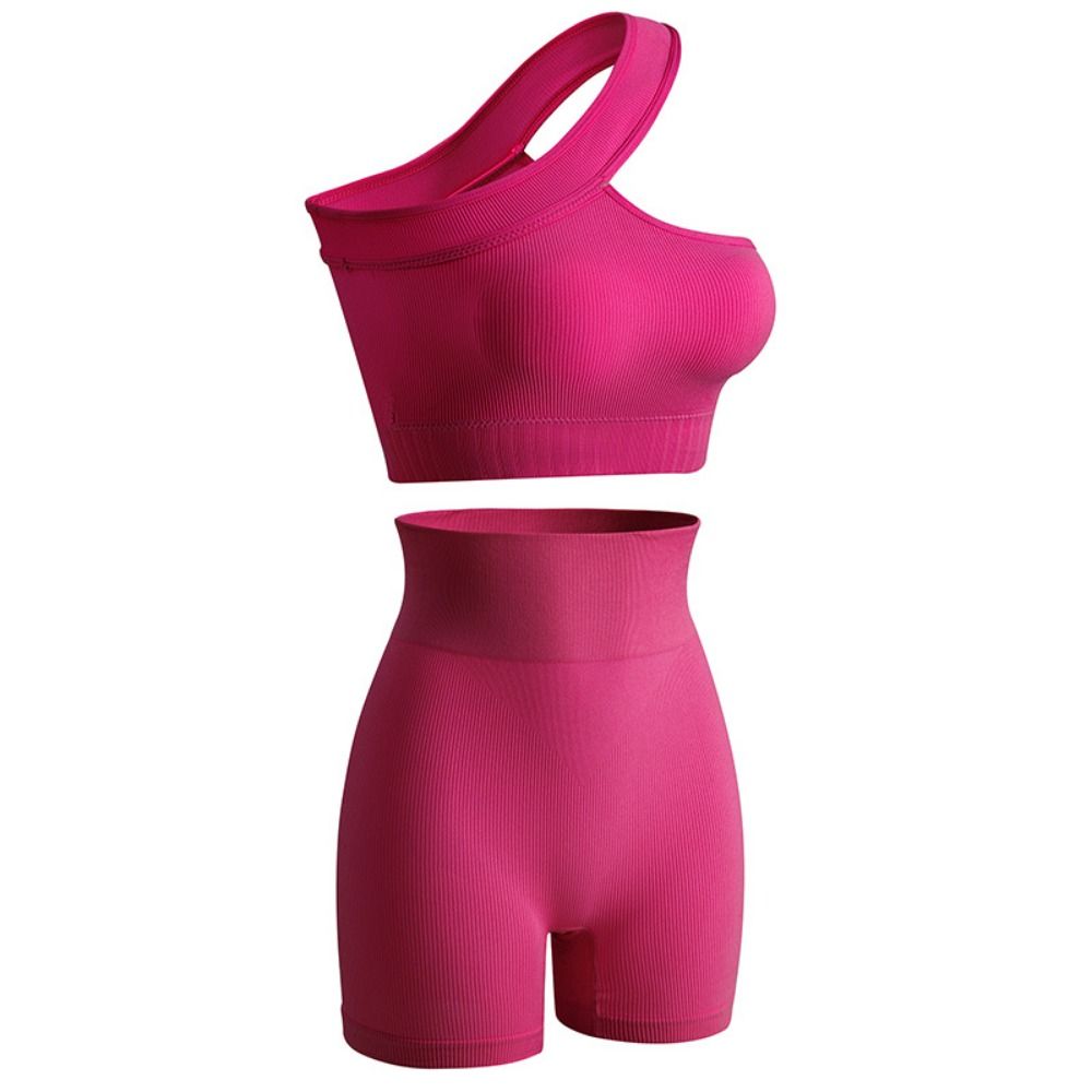 Seamless Ribbed Workout Tank Top - 2-częściowy sportowy zestaw damski bezszwowy, z