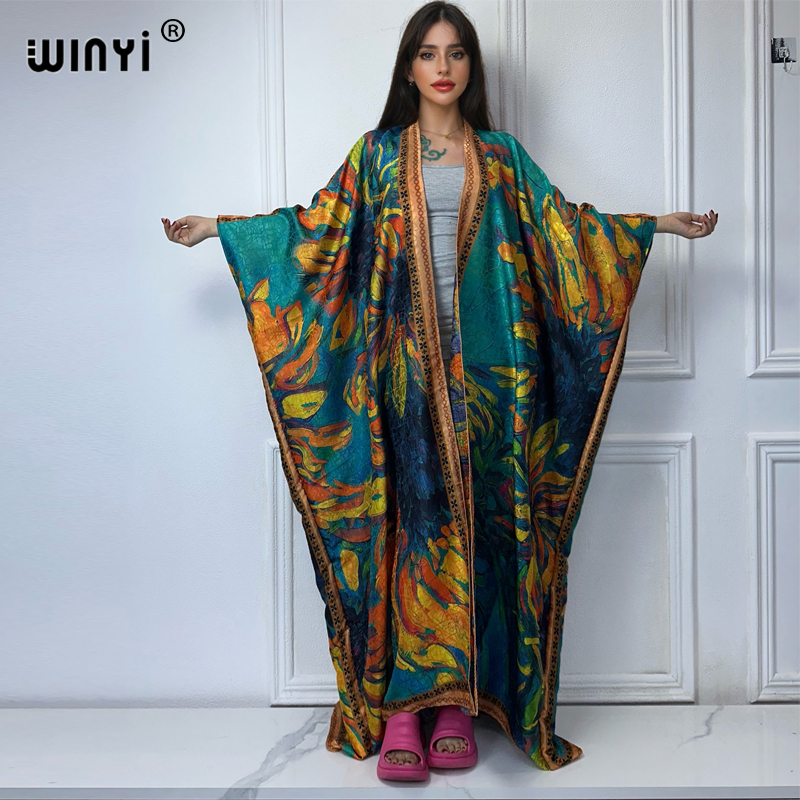 Boho Summer Beach Maxi Dress - WINYI wysokiej jakości boho nadruk otwarty