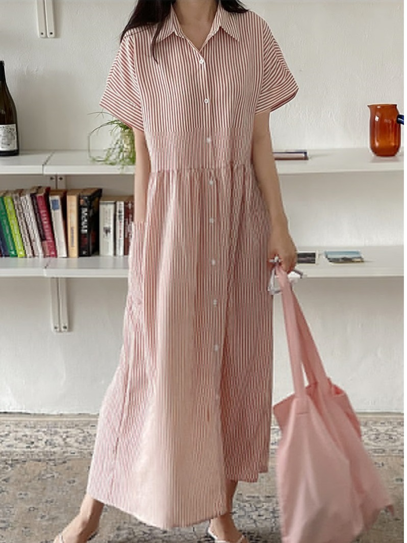 Sukienka koszulowa w stylu ret – Casual Loose Linen Shirt Dress recenzja i cena