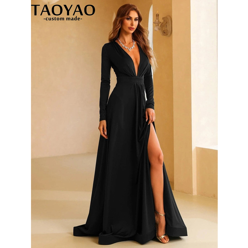 TaoYao Damskie suknie wieczoro – Elegant Satin Evening Gown Split recenzja i cena