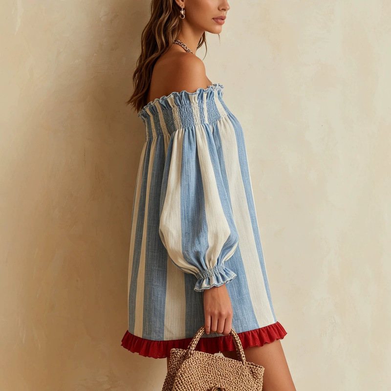 2026 Damska sukienka odkrywają – Off Shoulder Puff Sleeve Sundress recenzja i cena