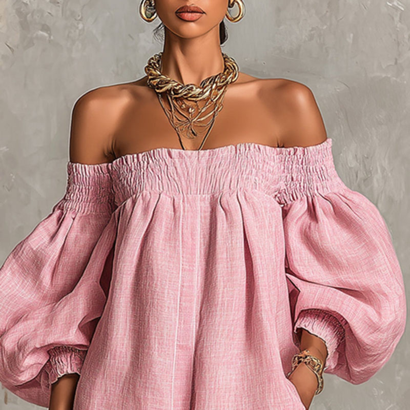 Letnia sukienka mini z odkryty – Off Shoulder Puff Sleeve Sundress recenzja i cena