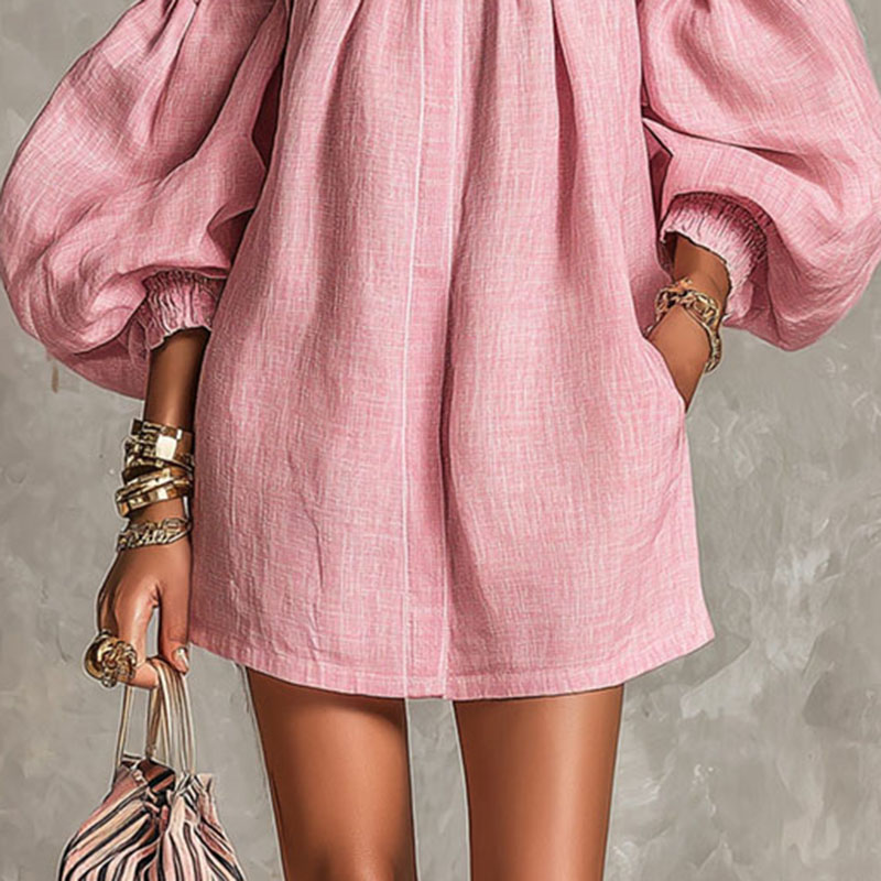 Damska sukienka mini z odkryty – Off Shoulder Puff Sleeve Sundress recenzja i cena