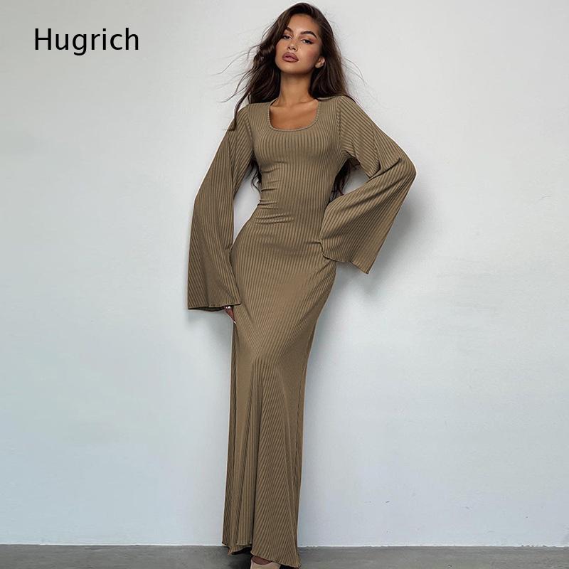 Elegancka damska sukienka maxi – Bodycon Long Sleeve Ribbed Dress recenzja i cena