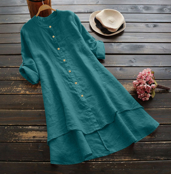 Sukienka koszulowa plus size d – Casual Loose Linen Shirt Dress recenzja i cena