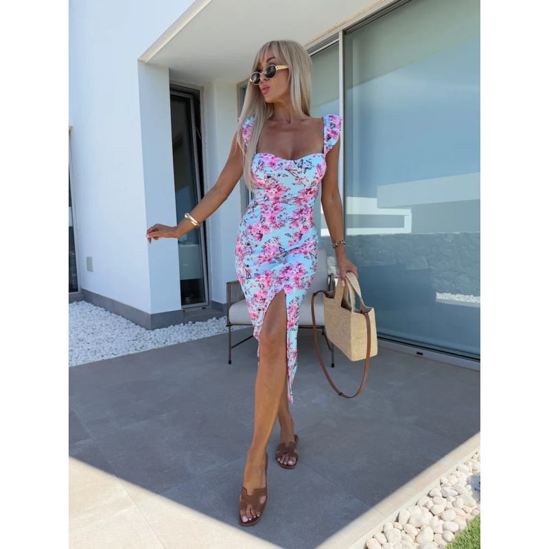 Damska sukienka midi z kwiatow – French Vintage Floral Midi Dress recenzja i cena