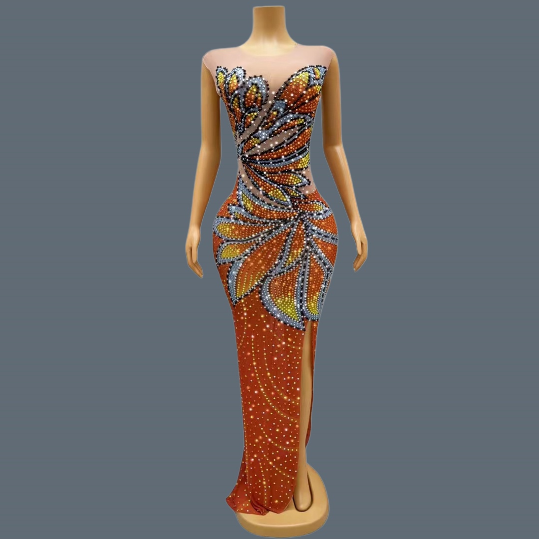 Damska Sukienka Maxi Bez Rękaw – Sparkly Rhinestone Club Party Dress recenzja i cena