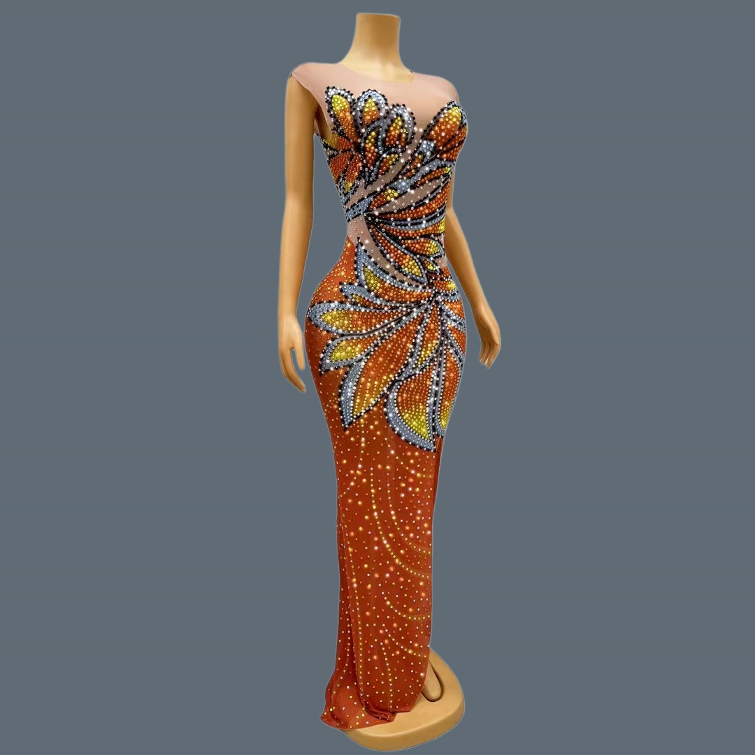 Damska Sukienka Maxi Bez Rękaw – Sparkly Rhinestone Club Party Dress recenzja i cena