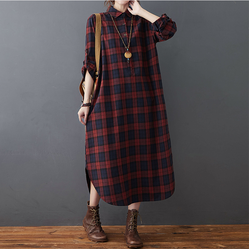 Bawełniana lniana sukienka dam – Casual Loose Linen Shirt Dress recenzja i cena