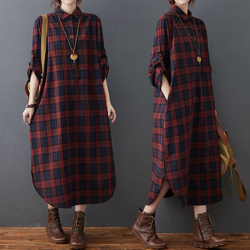 Bawełniana lniana sukienka dam – Casual Loose Linen Shirt Dress recenzja i cena