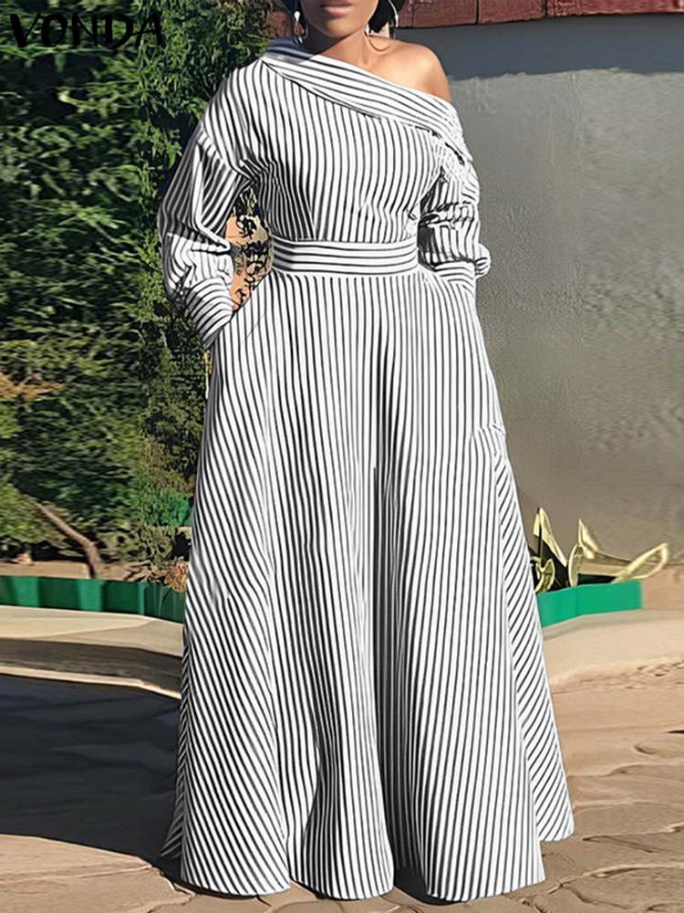 VONDA 2024 kobiet elegancka pa – Off Shoulder Puff Sleeve Sundress recenzja i cena