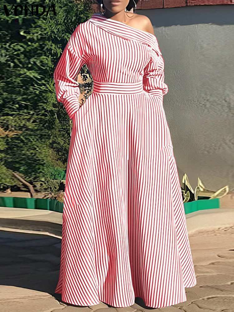 VONDA 2024 kobiet elegancka pa – Off Shoulder Puff Sleeve Sundress recenzja i cena