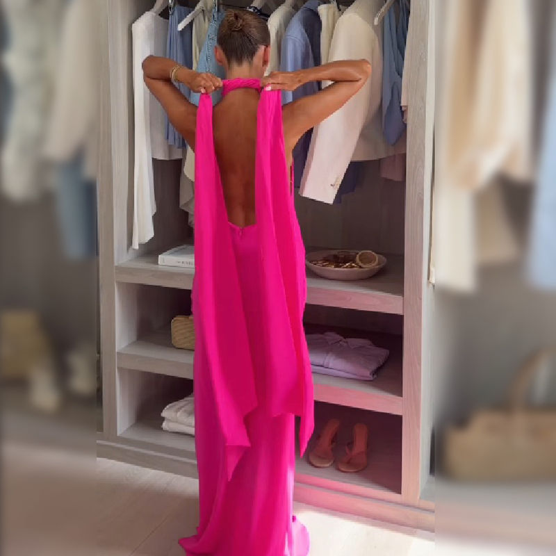 Damska satynowa sukienka maxi  – Elegant Satin Evening Gown Split recenzja i cena