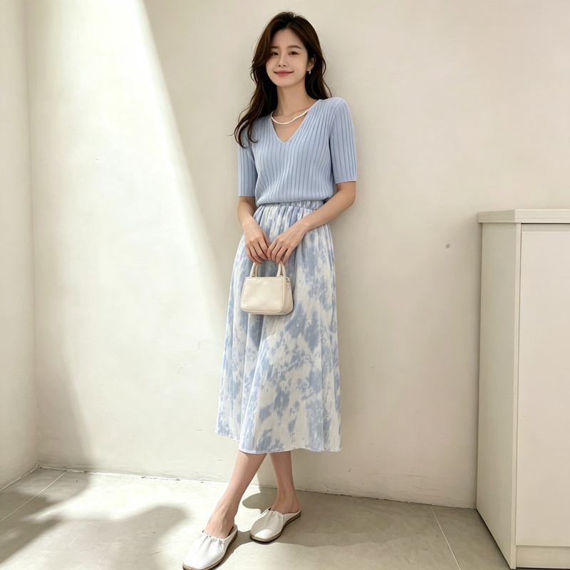 Letnie komplety damskie 2026:  – Korean Style A Line Shirt Dress recenzja i cena