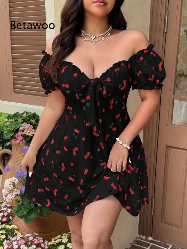 Damska sukienka mini z odkryty – Off Shoulder Puff Sleeve Sundress recenzja i cena
