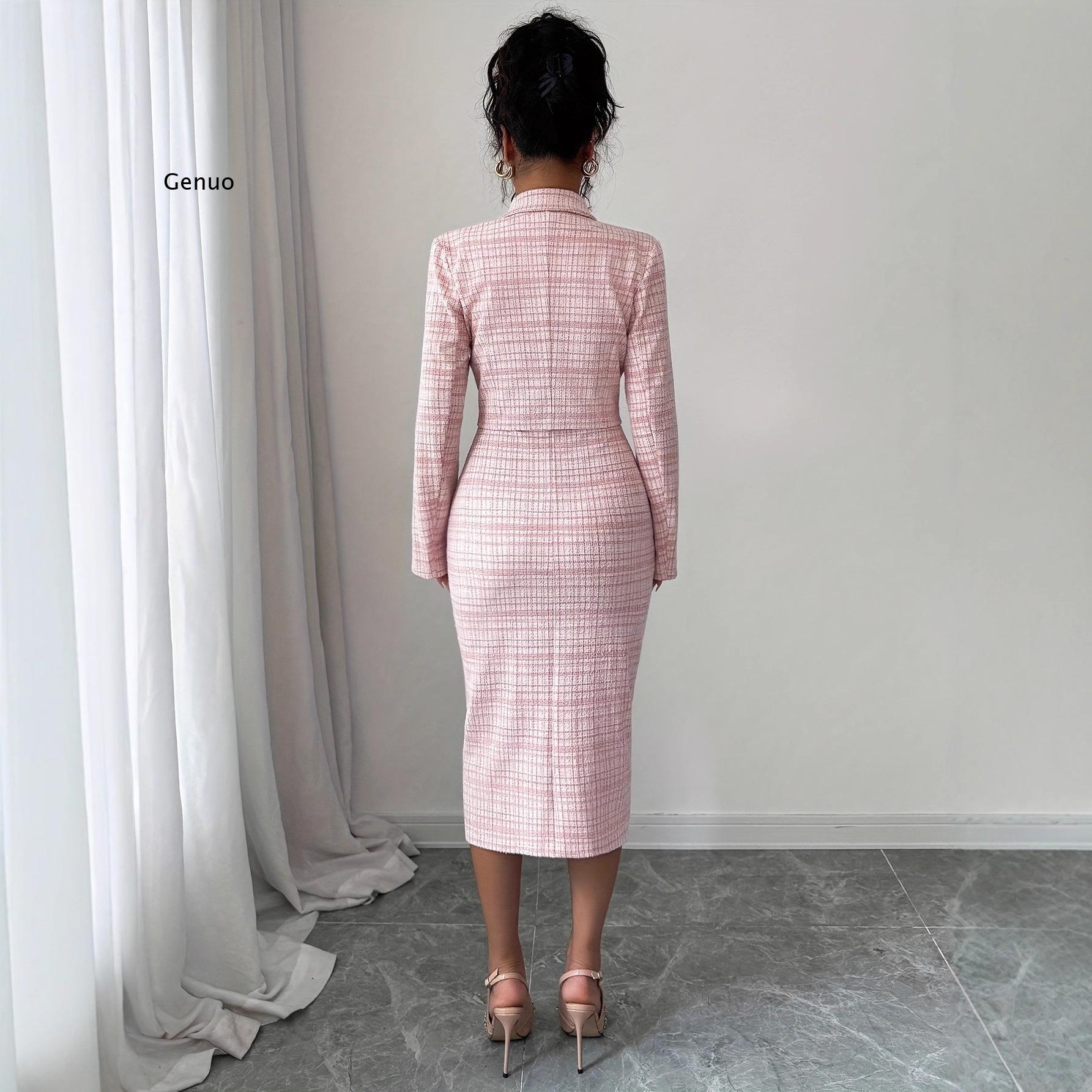 Elegancki tweedowy komplet dam – Tweed Two Piece Blazer Dress recenzja i cena