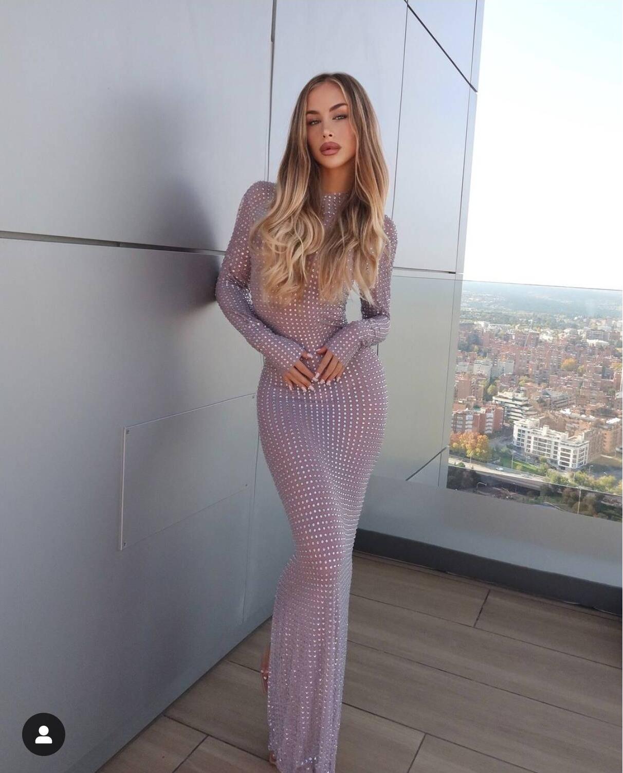 2025 nowa przezroczysta suknia – Sparkly Rhinestone Club Party Dress recenzja i cena