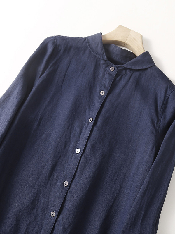 Luźna sukienka koszulowa z baw – Casual Loose Linen Shirt Dress recenzja i cena