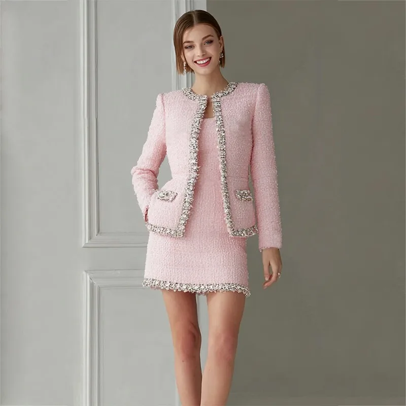 Damski dwuczęściowy zestaw z r – Tweed Two Piece Blazer Dress recenzja i cena