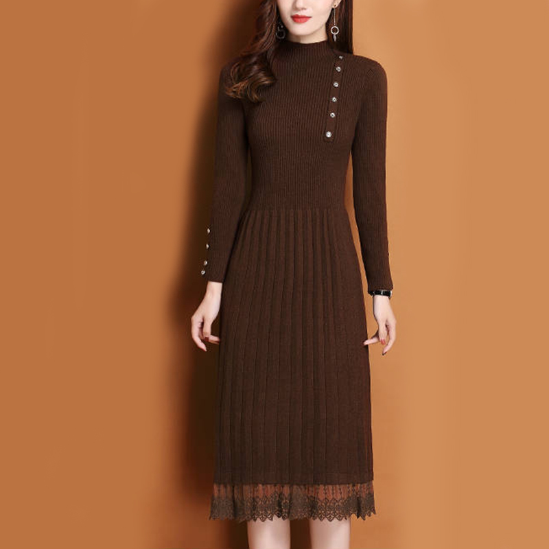 Koronkowe guziki do spodni Jes – Bodycon Long Sleeve Ribbed Dress recenzja i cena
