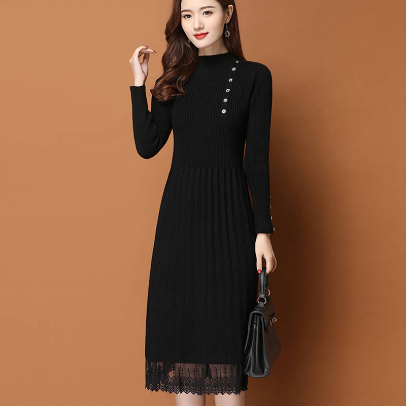 Koronkowe guziki do spodni Jes – Bodycon Long Sleeve Ribbed Dress recenzja i cena