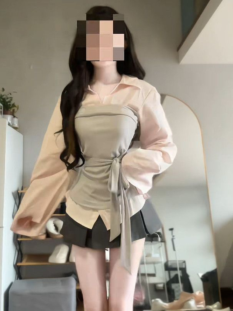 Damski zestaw w stylu koreańsk – Korean Style A Line Shirt Dress recenzja i cena