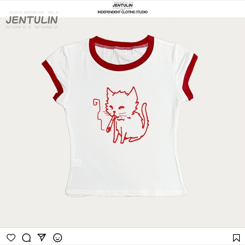 Koreański styl Y2k lata 90. Cr – Y2K Graphic Baby Tee Crop recenzja i cena