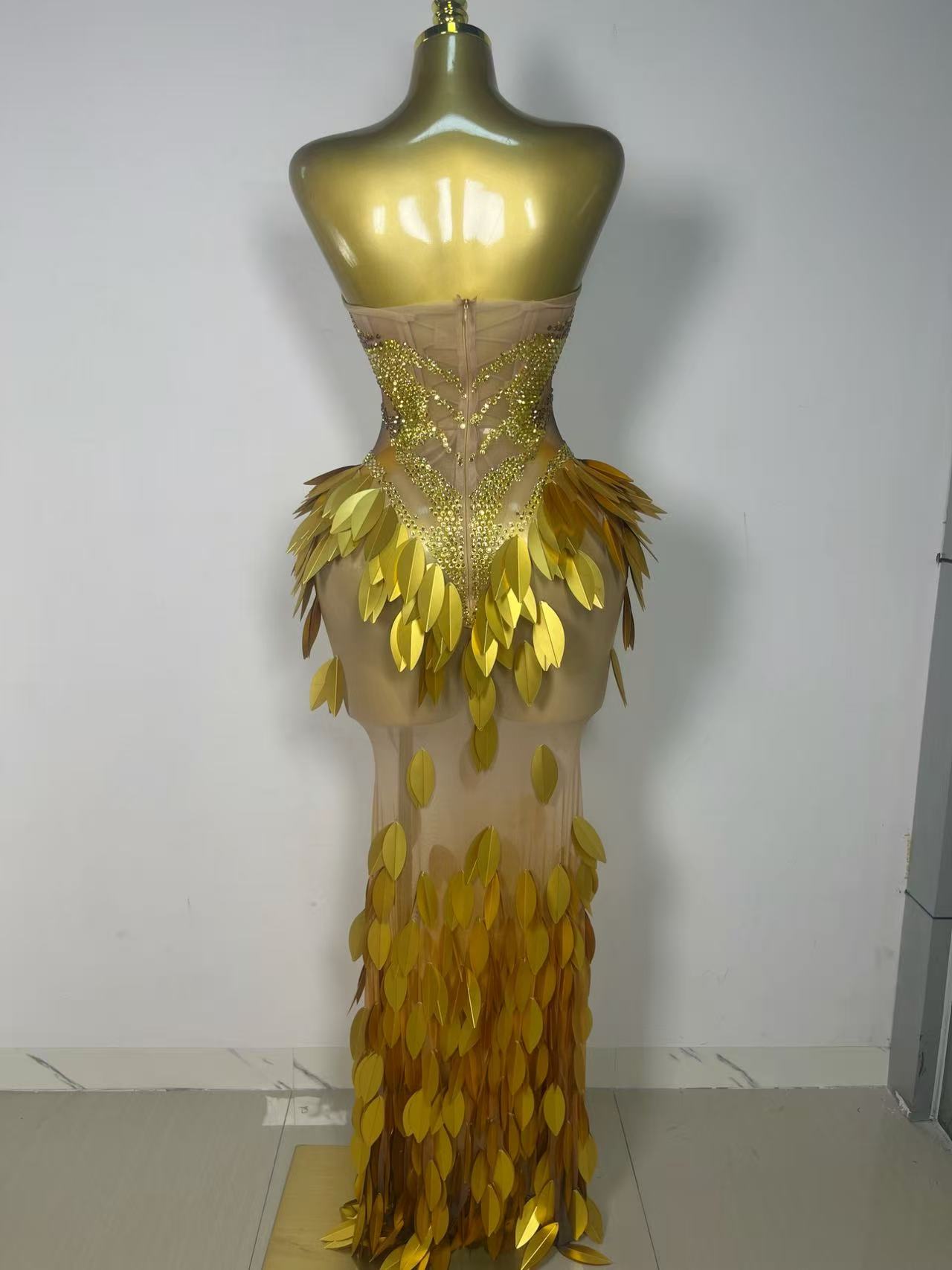 Błyszcząca złota suknia wieczo – Sparkly Rhinestone Club Party Dress recenzja i cena