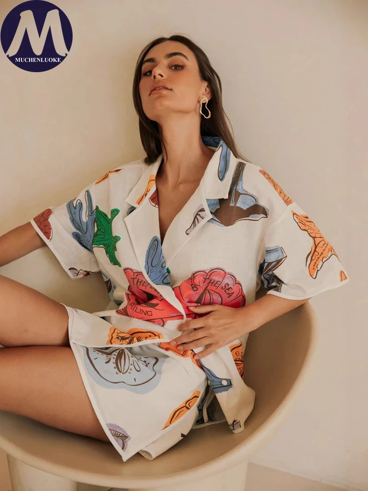 Letnie dwuczęściowe komplety d – Casual Loose Linen Shirt Dress recenzja i cena