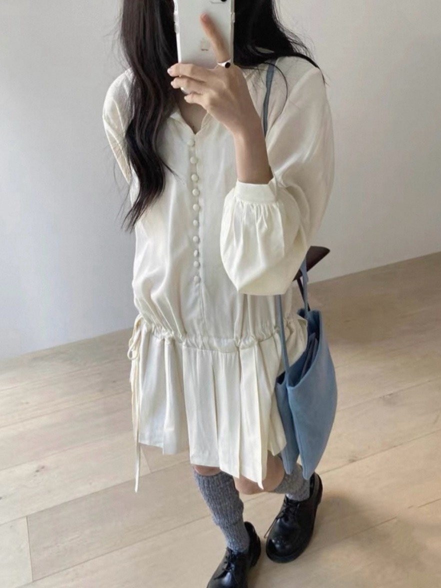Wyszczuplająca sukienka koszul – Korean Style A Line Shirt Dress recenzja i cena