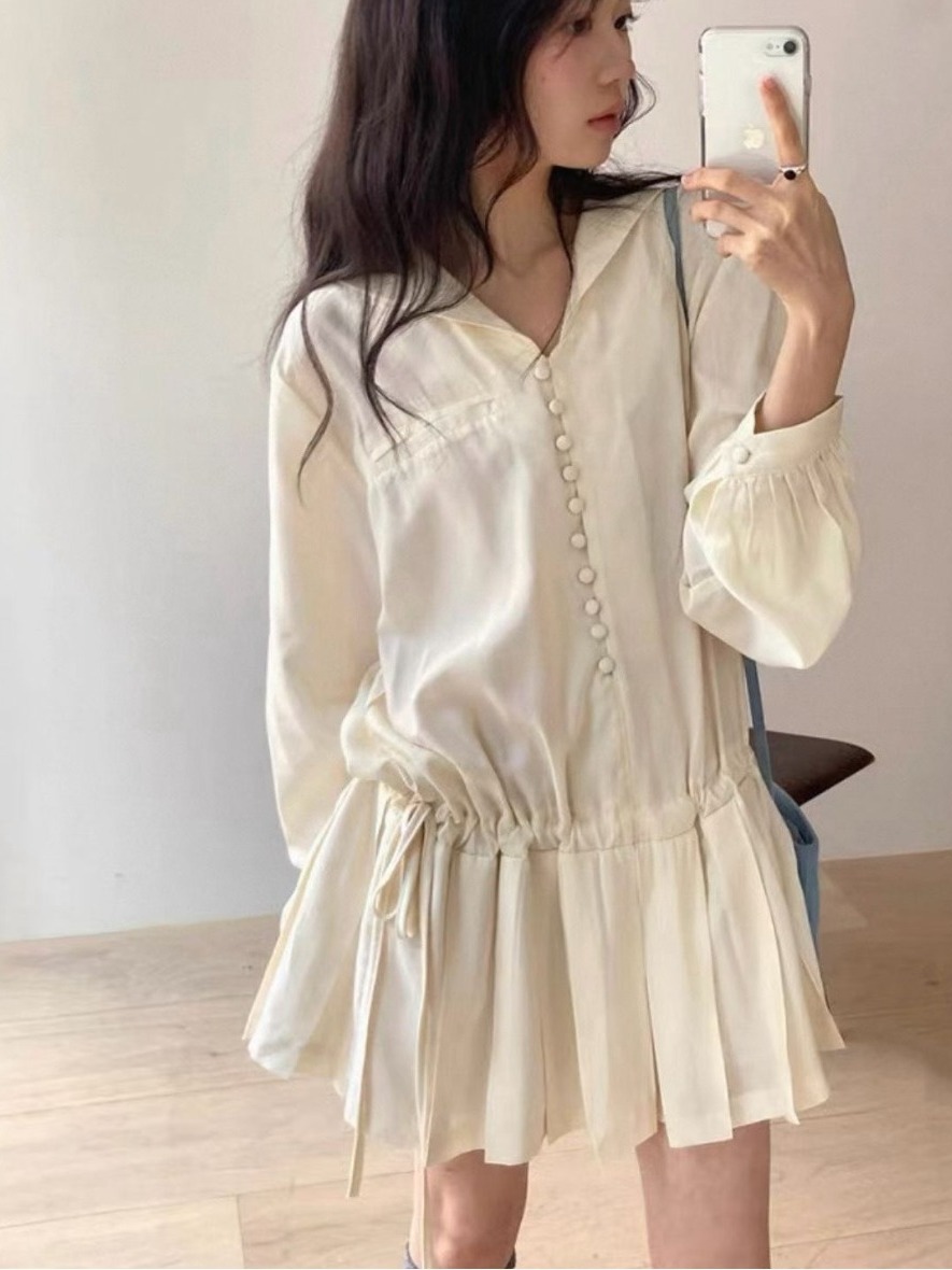 Wyszczuplająca sukienka koszul – Korean Style A Line Shirt Dress recenzja i cena