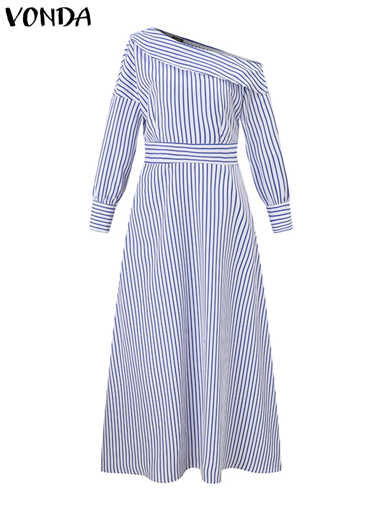 Plus Size 5XL VONDA Elegancka  – Off Shoulder Puff Sleeve Sundress recenzja i cena