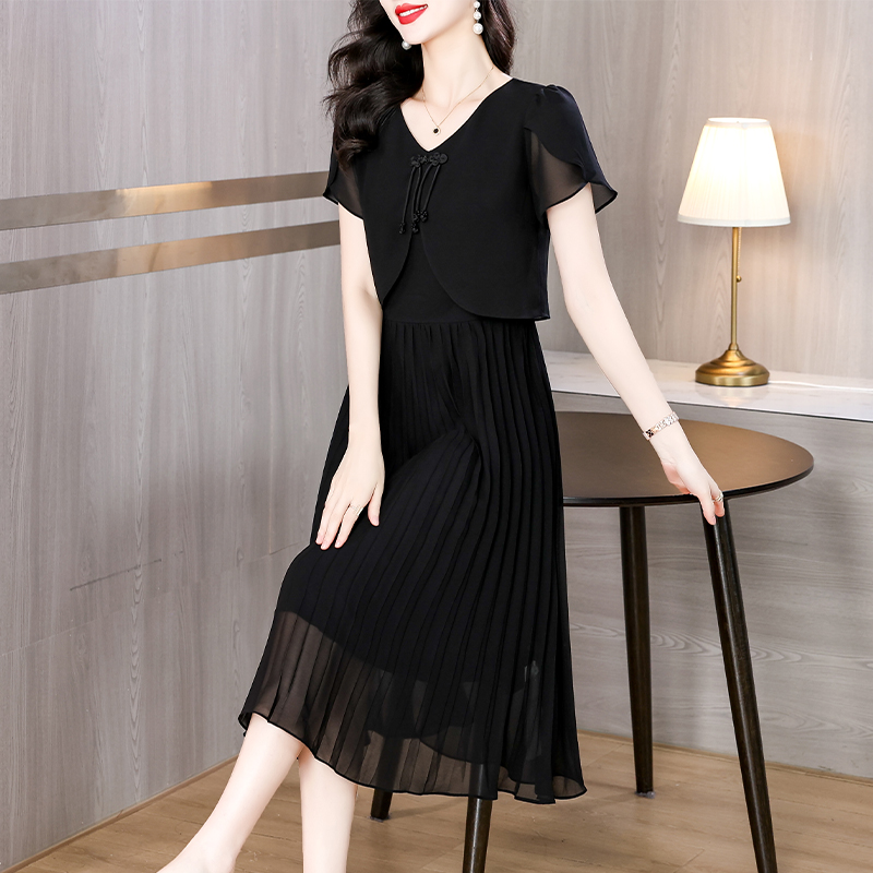 2025 letnia solidna szyfonowa  – French Vintage Floral Midi Dress recenzja i cena